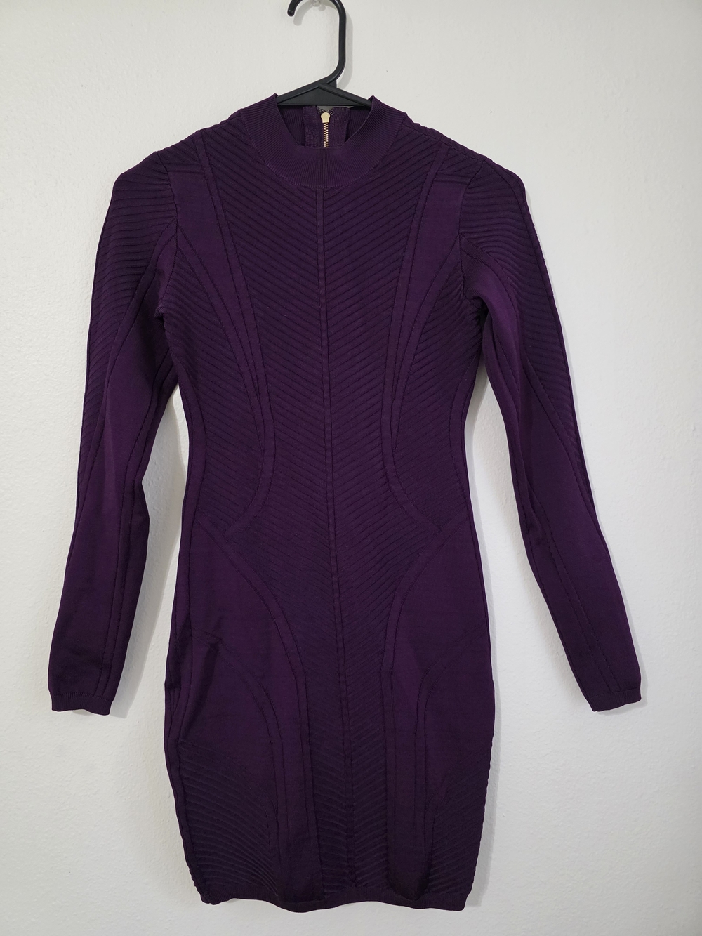 Guess by Marciano Deep Purple Long Sleeve Bodycon Dress
